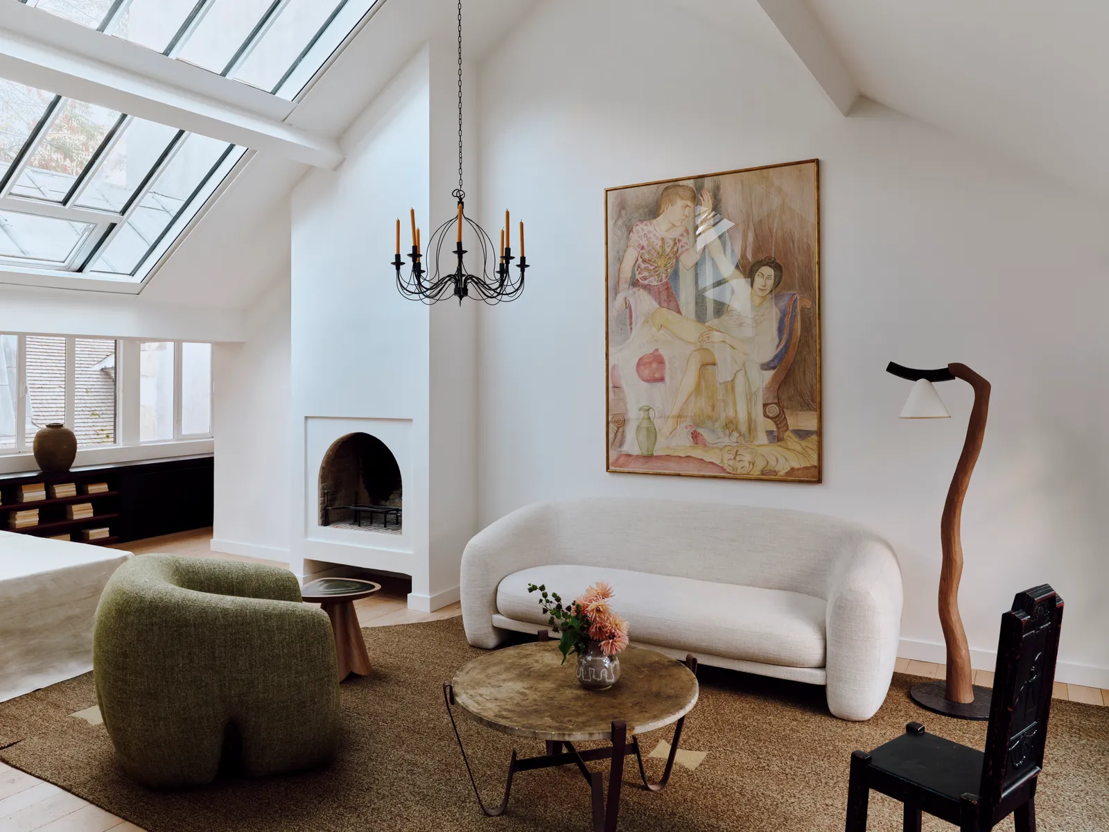 atelier d'artiste avec verrière zénithale salon décoration contemporaine