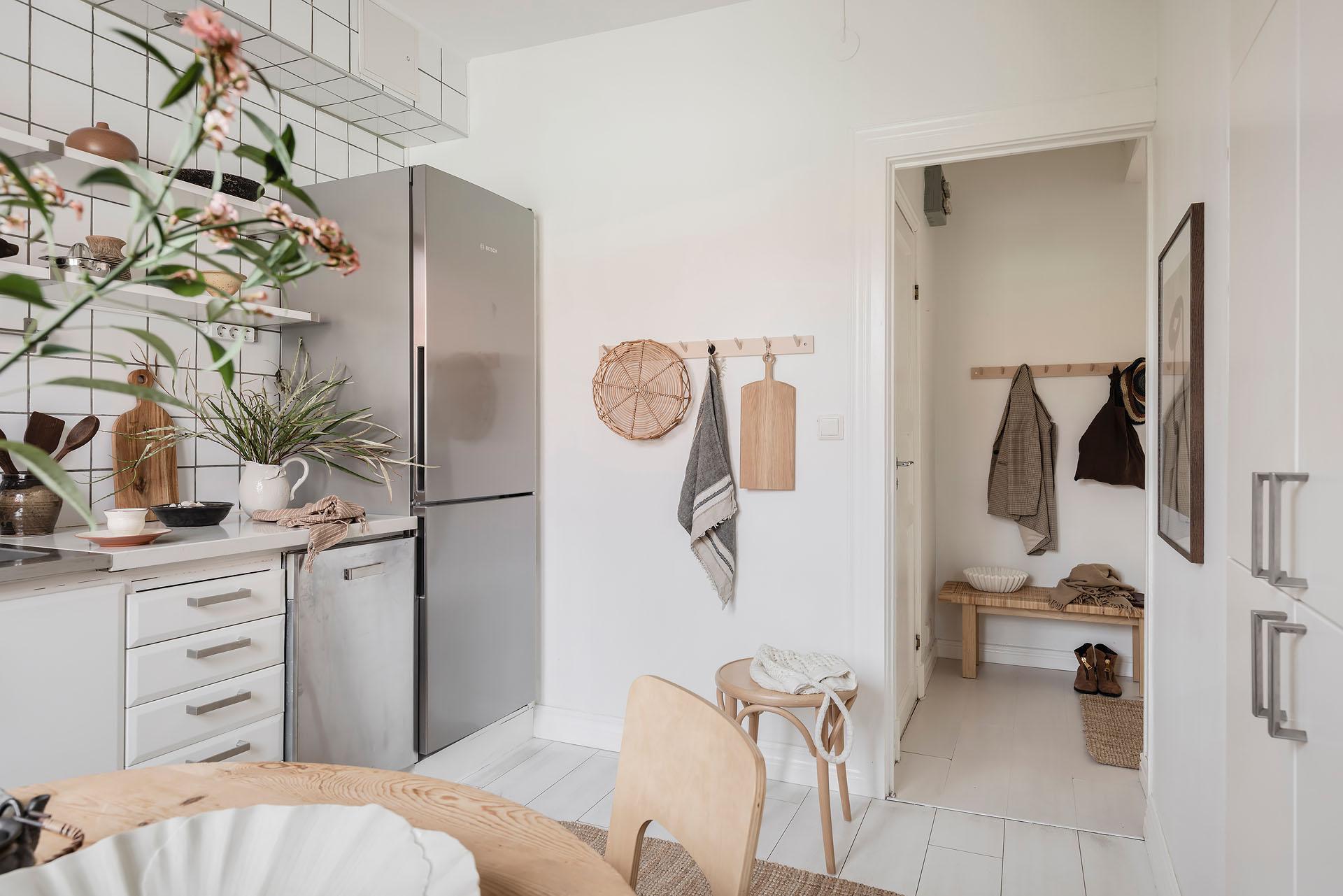 cuisine et salle à manger décoration scandinave blanche studio 27m2