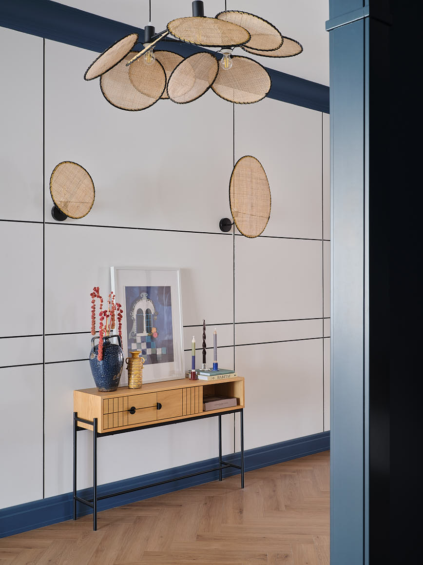 entrée avec console mur bleu entrée avec console mur bleu