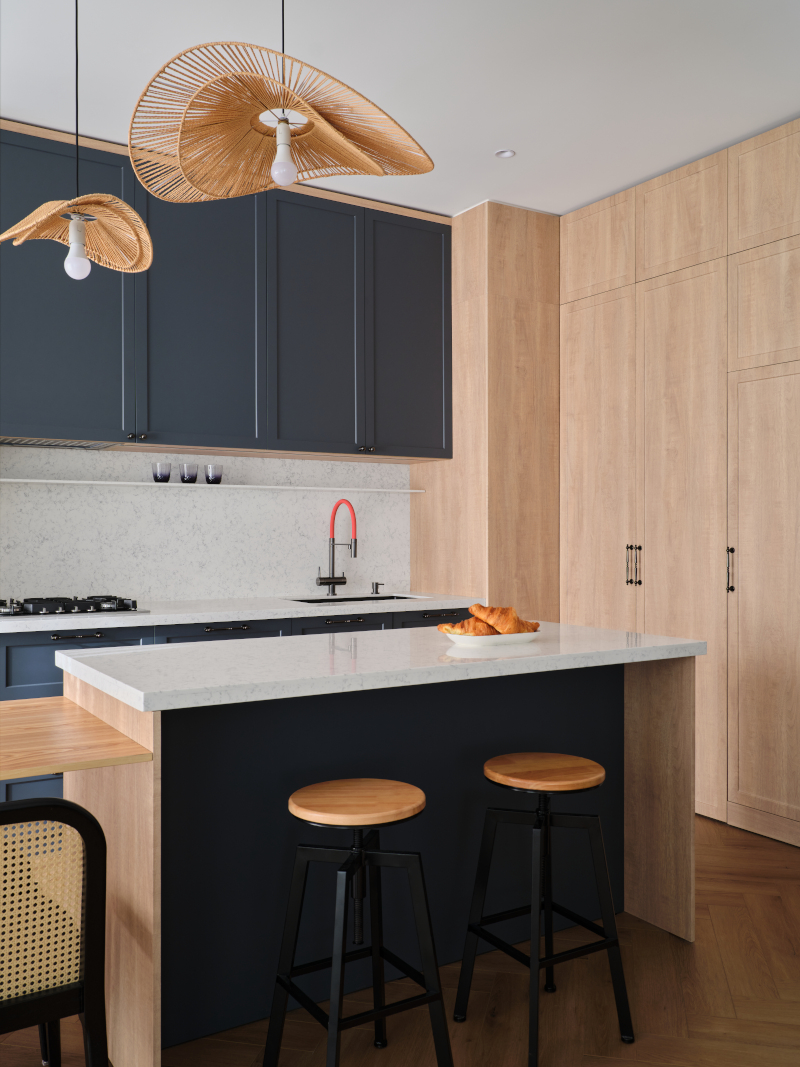 cuisine bois et bleu décoration contemporaine cuisine bois et bleu décoration contemporaine