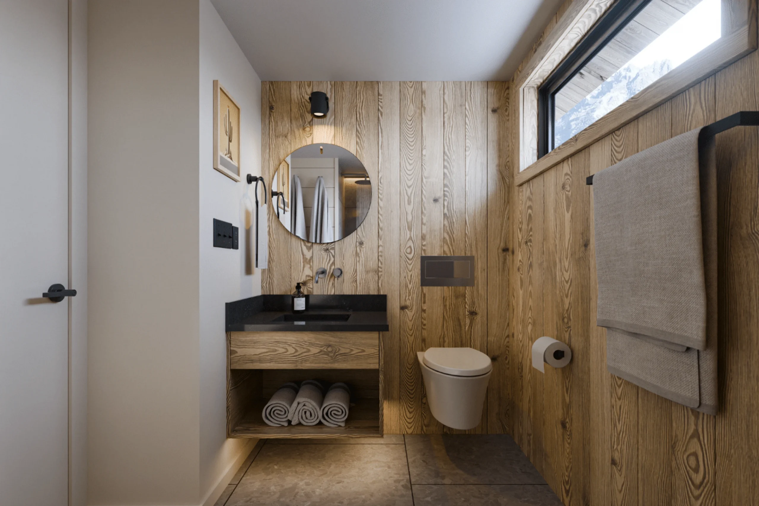 salle de bain moderne murs bois